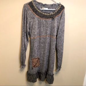 Simply Couture Women's Sweater Dresses NWT Gray Patch Ruffle Tunic sz 3x Plus